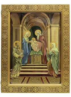 Рукописная икона в киоте Сретение Господа нашего Иисуса Христа 3903