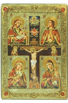 Икона Четырёхчастная Божией Матери "Материнство" 29х42 см 3907