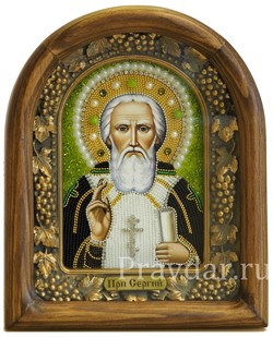 Сергий Радонежский, дивеевская икона из бисера ручной работы 1913 - фото 5119