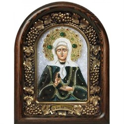 Матрона Московская, дивеевская икона из бархата украшенная бисером 3219 - фото 9794