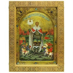 Живописная икона в киоте Святой благоверный князь Александр Невский 3228 - фото 9850