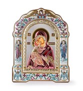 Владимирская Божия Матерь, греческая икона, цветной окладом под оргстеклом, красное дерево 3813
