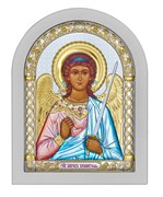 Ангел Хранитель, греческая икона в белом деревянном окладе, цветная эмаль 3816