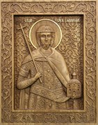 Князь Владислав Сербский, резная икона на дубовой цельноламельной доске 3832