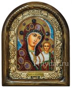 Казанская Божья Матерь, дивеевская икона из бисера и натуральных камней 2058