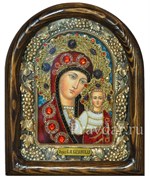 Казанская Божья Матерь, дивеевская икона из бисера и натуральных камней 2059