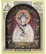 Пантелеймон Святой Великомученик, дивеевская икона из бисера и натуральных камней 3199
