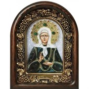 Матрона Московская, дивеевская икона из бархата украшенная бисером 3219